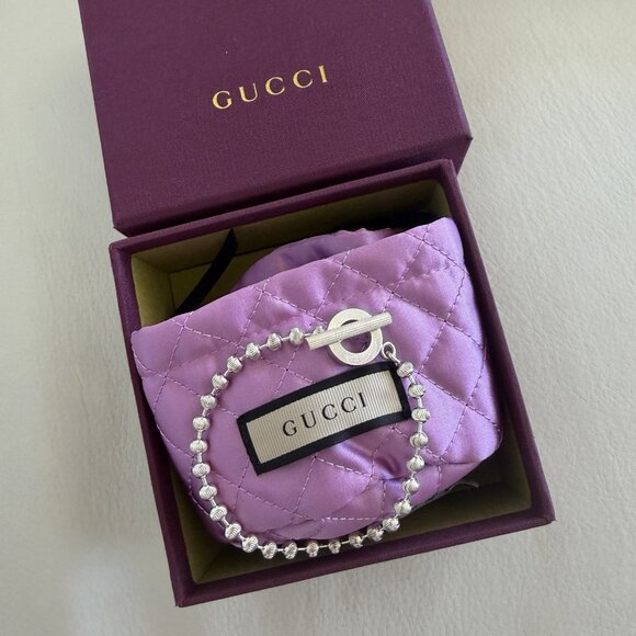 NEW GUCCI Silver Jewelry Bracelet 602707-J8400-8106-19 Silver Sz 18 - Picture 4 of 6
